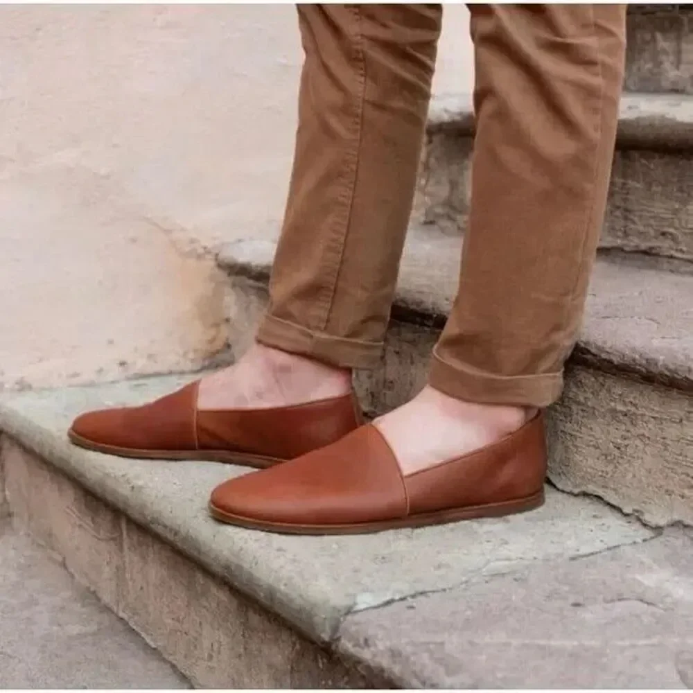 NISOLO MEN'S ALEJANDRO LEATHER SLIP ON SHOES BRANDY SZ 8 NIB $180